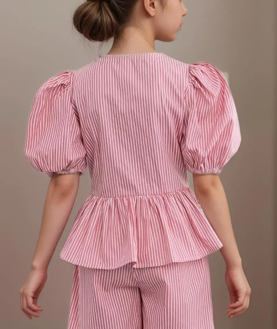 Girls Bow Front Peplum Top Sewing Pattern 3