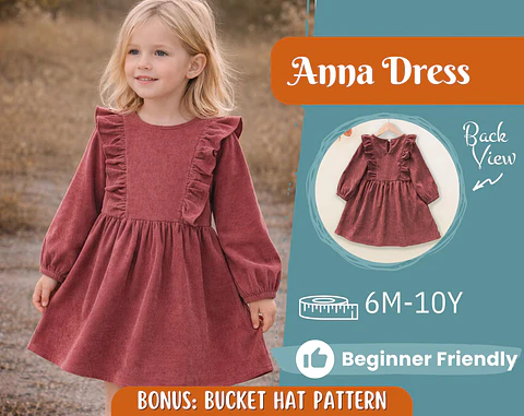Girls Ruffle Yoke Dress Sewing Pattern