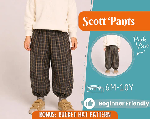 Baggy Pants, Kids Balloon Pants Sewing Pattern