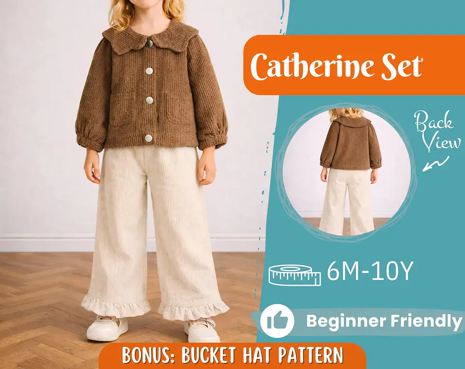 Girls Jacket & Ruffle Hem Pants Sewing Pattern 1