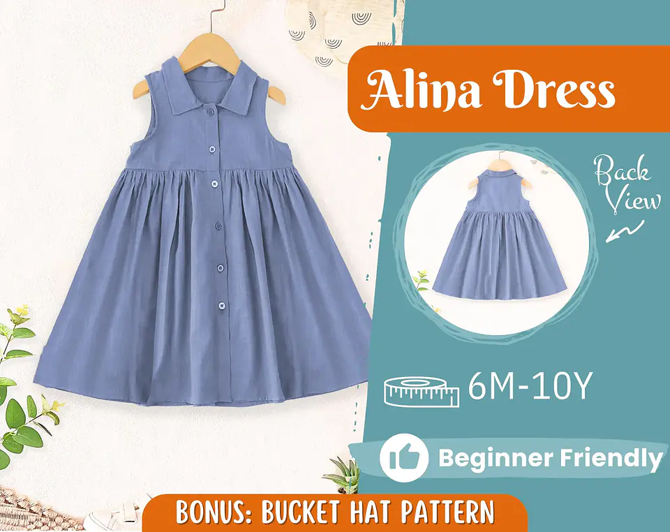 Children's Collared Summer Dress Sewing Pattern 1