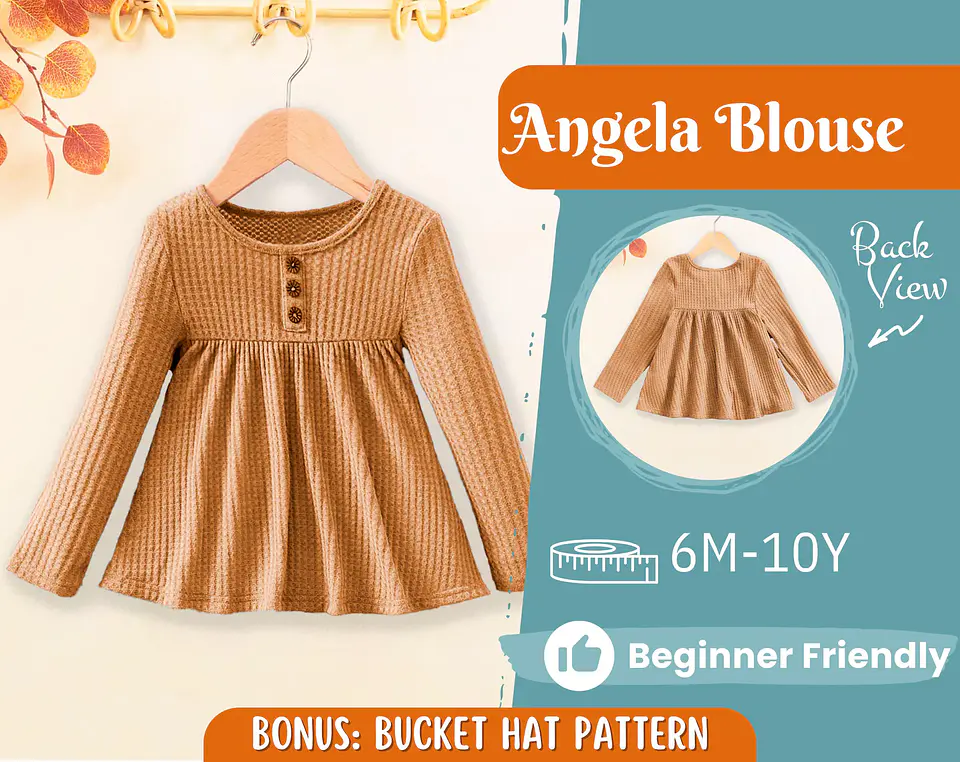 Girls Empire Waist Peplum Blouse Sewing Pattern 1