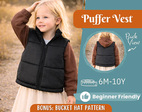 Puffer Vest Sewing Pattern for Kids