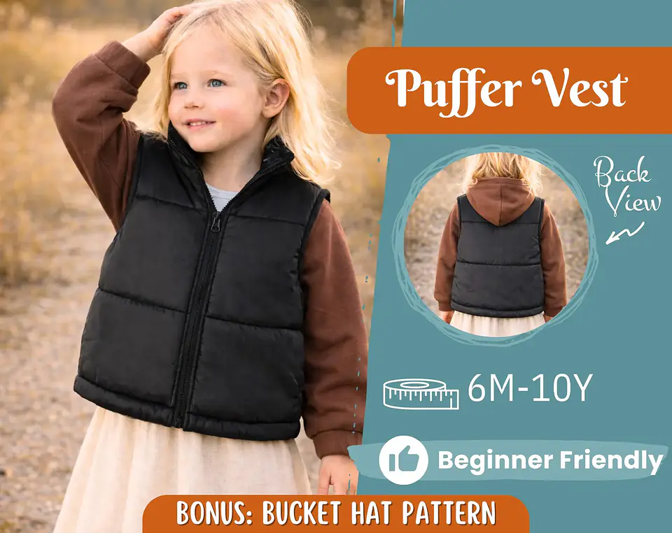 Puffer Vest Sewing Pattern for Kids 1