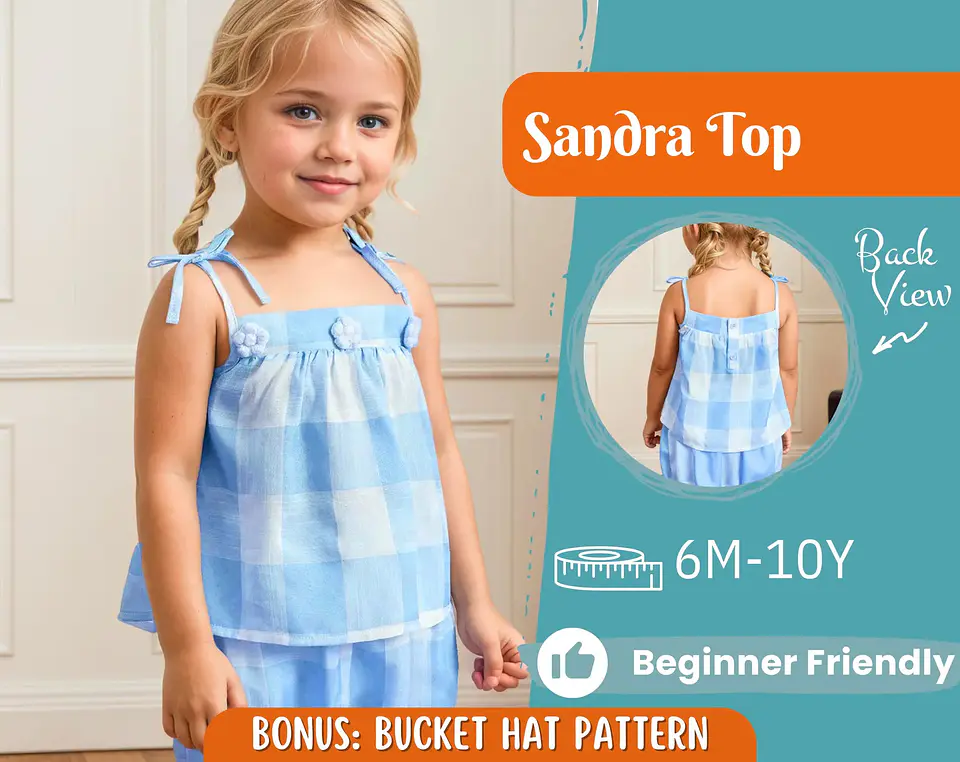 Girls Tie Shoulder Peplum Top Sewing Pattern 1