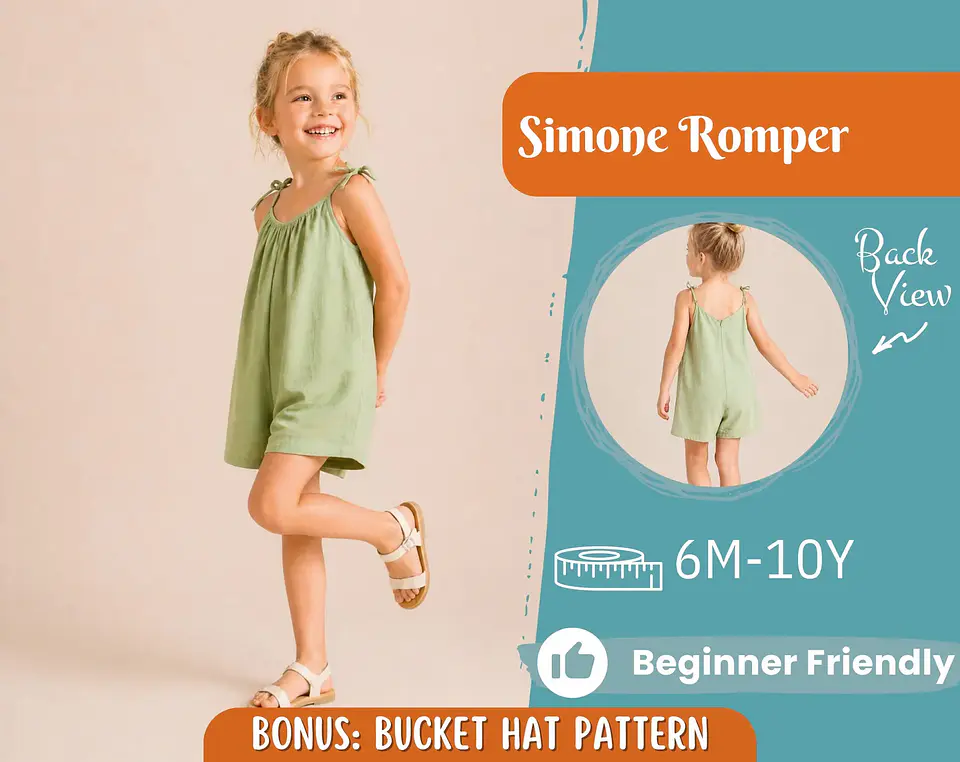 Girls Tie Shoulder Romper Sewing Pattern 1