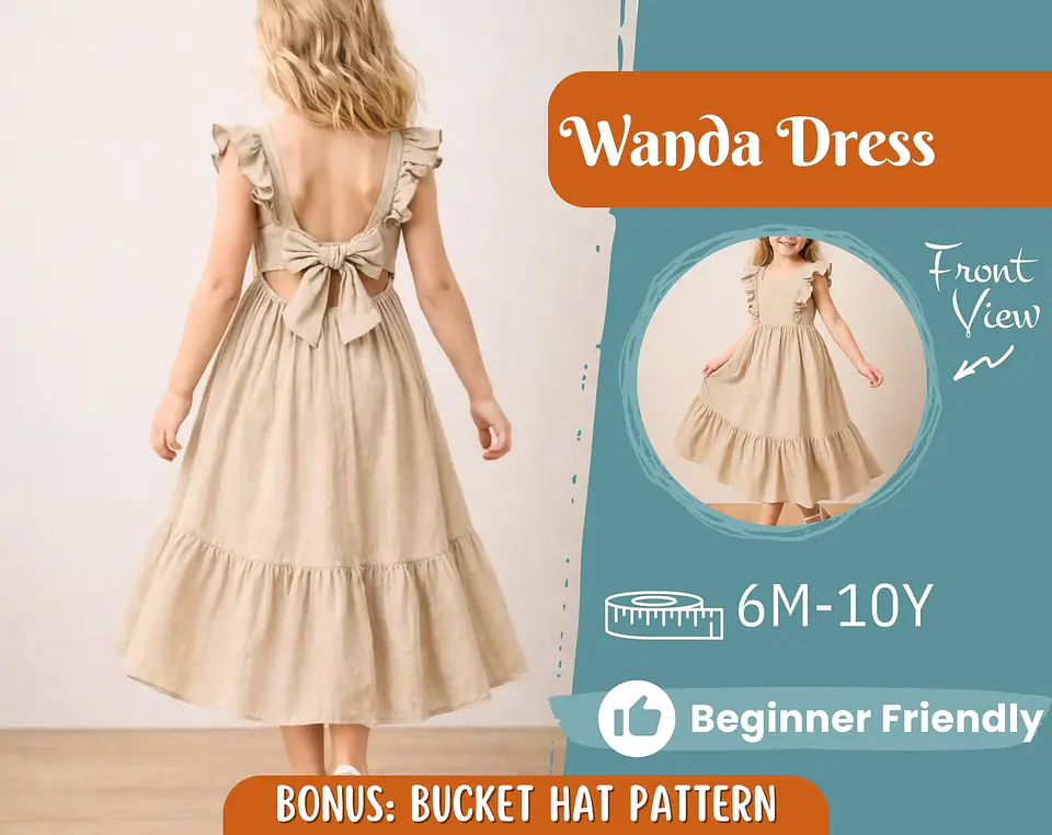 Open Back Ruffle Dress Sewing Pattern 1