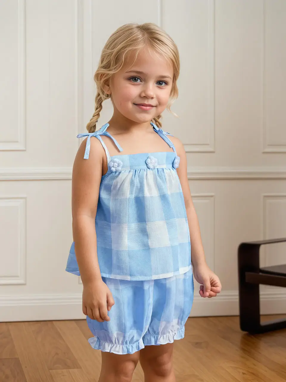 Girls Tie Shoulder Peplum Top Sewing Pattern 5