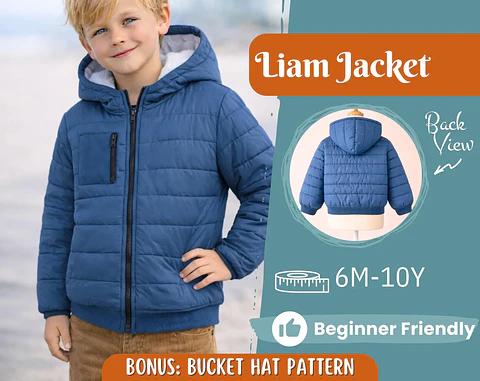 Boys Hooded Puffer Jacket Sewing Pattern