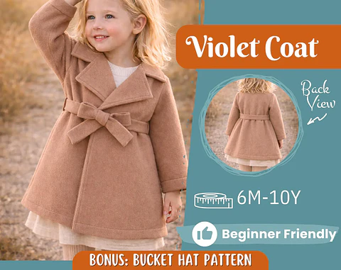 Girls Belted Coat Sewing Pattern