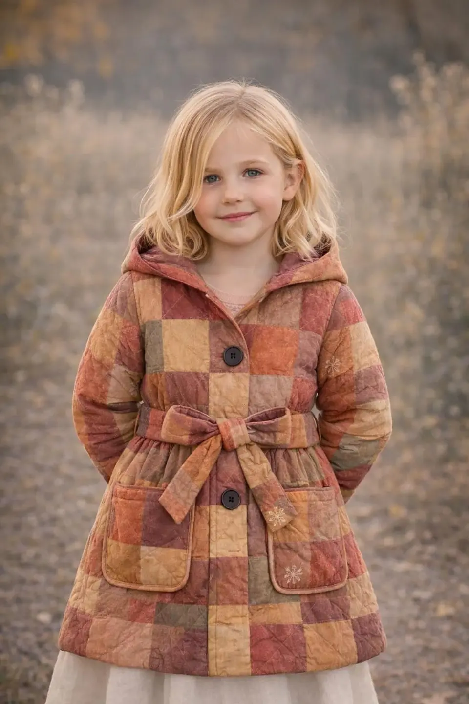 Girls Hooded Quilted Coat Sewing Pattern 5