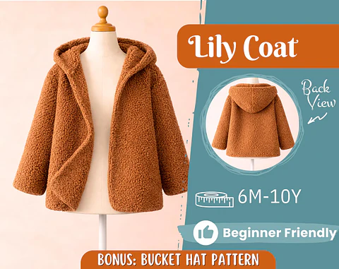 Kids Teddy Hooded Jacket Sewing Pattern