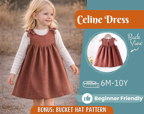Girls Tie Shoulder Pinafore Dress Sewing Pattern PDF
