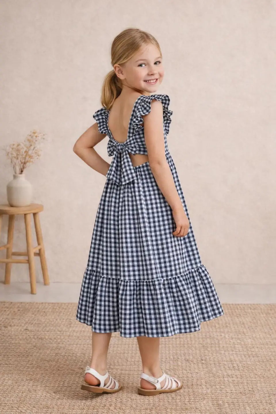 Girls Open Back Ruffle Dress Sewing Pattern 5