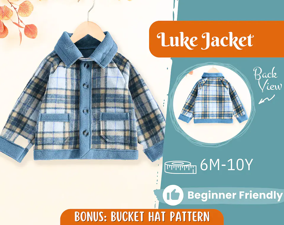 Children's Button-Up Coat Jacket Sewing Pattern 1