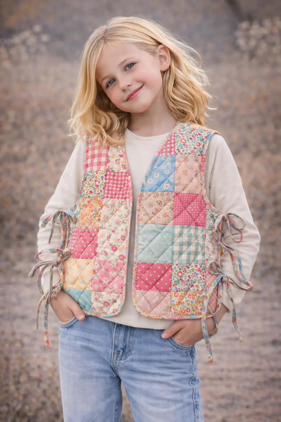 Girls Patchwork Quilted Vest Sewing Pattern 4