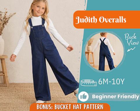 Girls Wide Leg Overalls Sewing Pattern