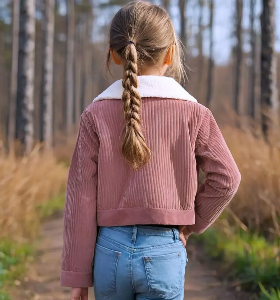 Girls Sherpa Collar Corduroy Jacket Sewing Pattern 3