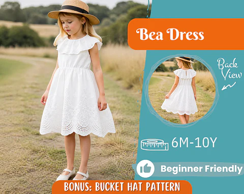 Girls Eyelet Collar Dress Sewing Pattern