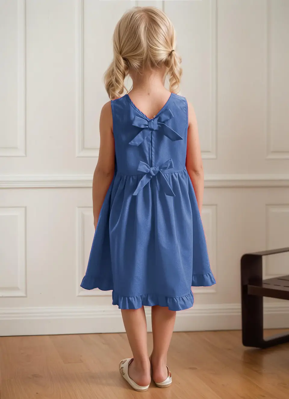 Girls Sleeveless Ruffle Hem Dress Sewing Pattern 2