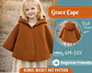 Girls Hooded Cape Sewing Pattern - thumbnail 1
