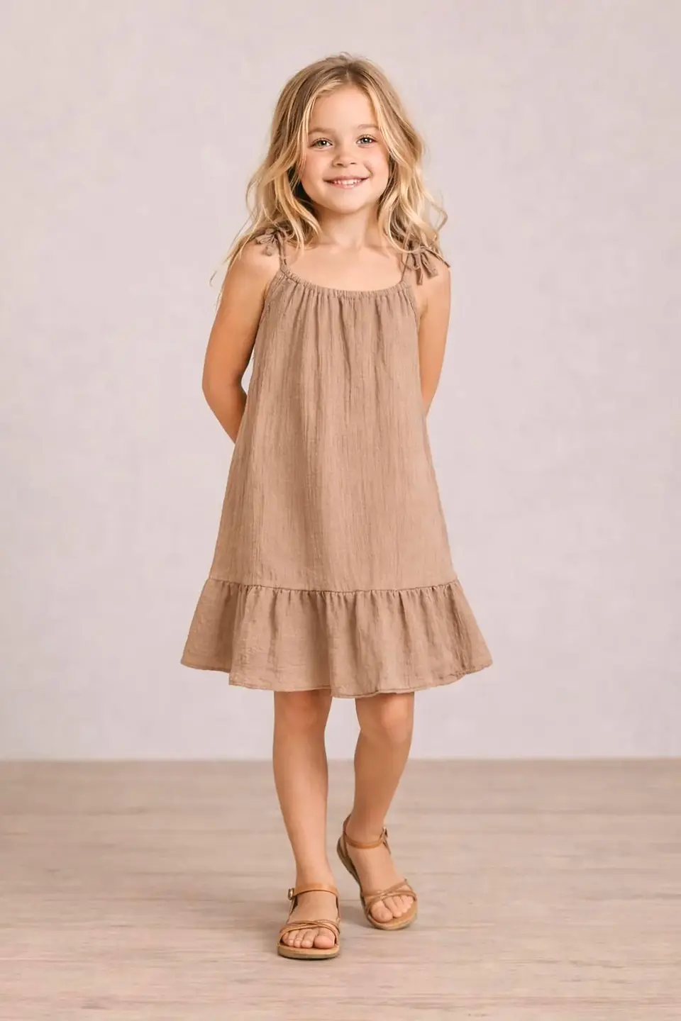 Girls Tie Shoulder Ruffle Dress Sewing Pattern 4