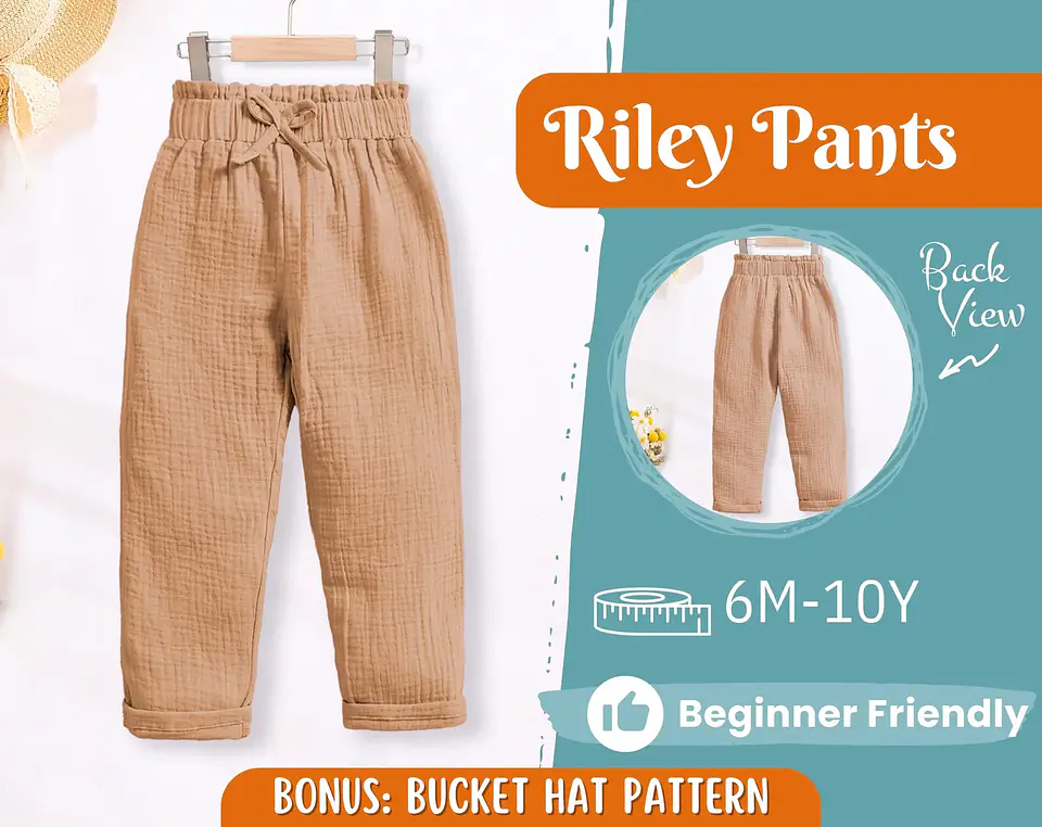 Kids Elastic Waist Pants Sewing Pattern 1
