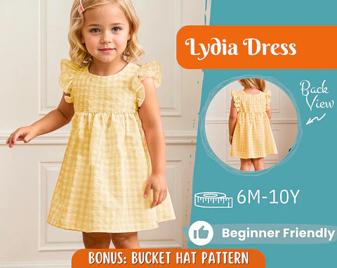 Girls Flutter Sleeve Dress Sewing Pattern