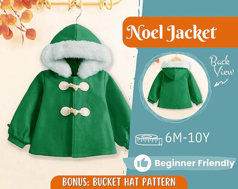 Kids Hooded Toggle Coat Sewing Pattern