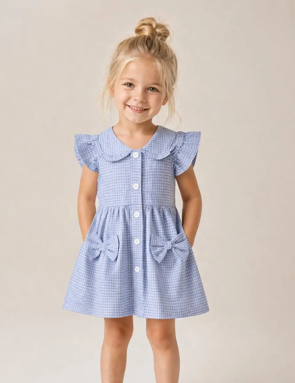 Girls Peter Pan Collar Bow Pocket Dress Sewing Pattern  2