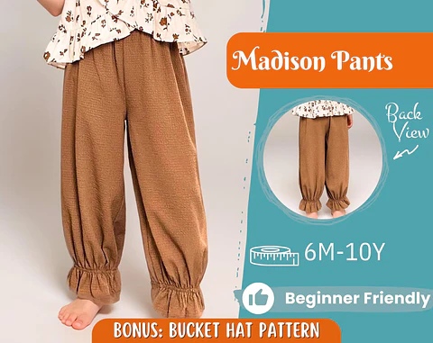 Kids Gathered Cuff Pants Sewing Pattern