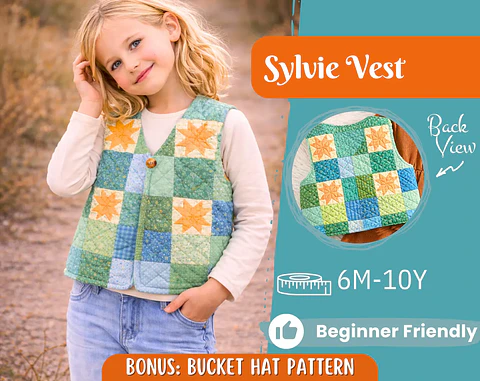 Girls Quilted Patchwork Vest Sewing Pattern