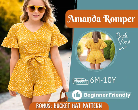 Girls Flutter Sleeve Romper Sewing Pattern