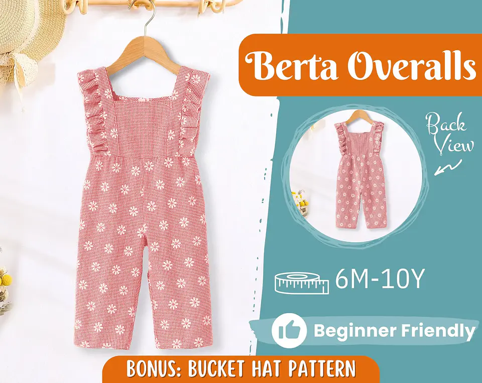 Girls Ruffle Strap Jumpsuit Sewing Pattern 1
