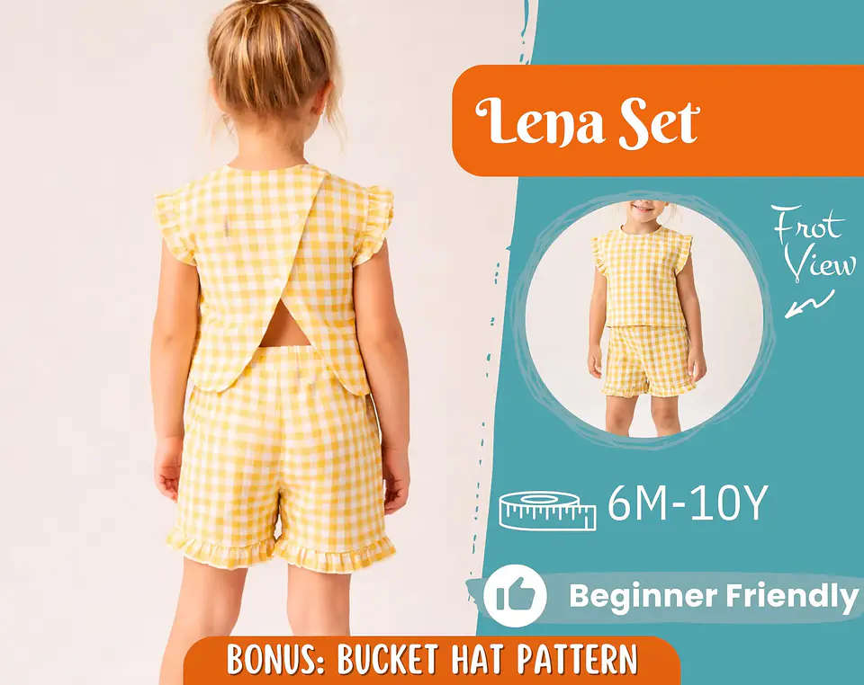 Girls Open Back Top & Ruffle Shorts Sewing Pattern 1