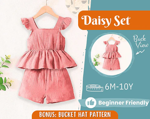 Girls Peplum Top and Shorts Sewing Pattern