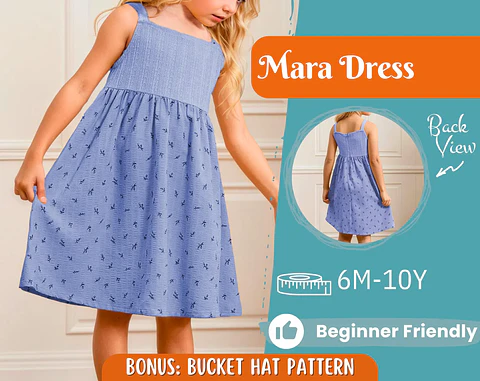 Girls Smocked Bodice Dress Sewing Pattern