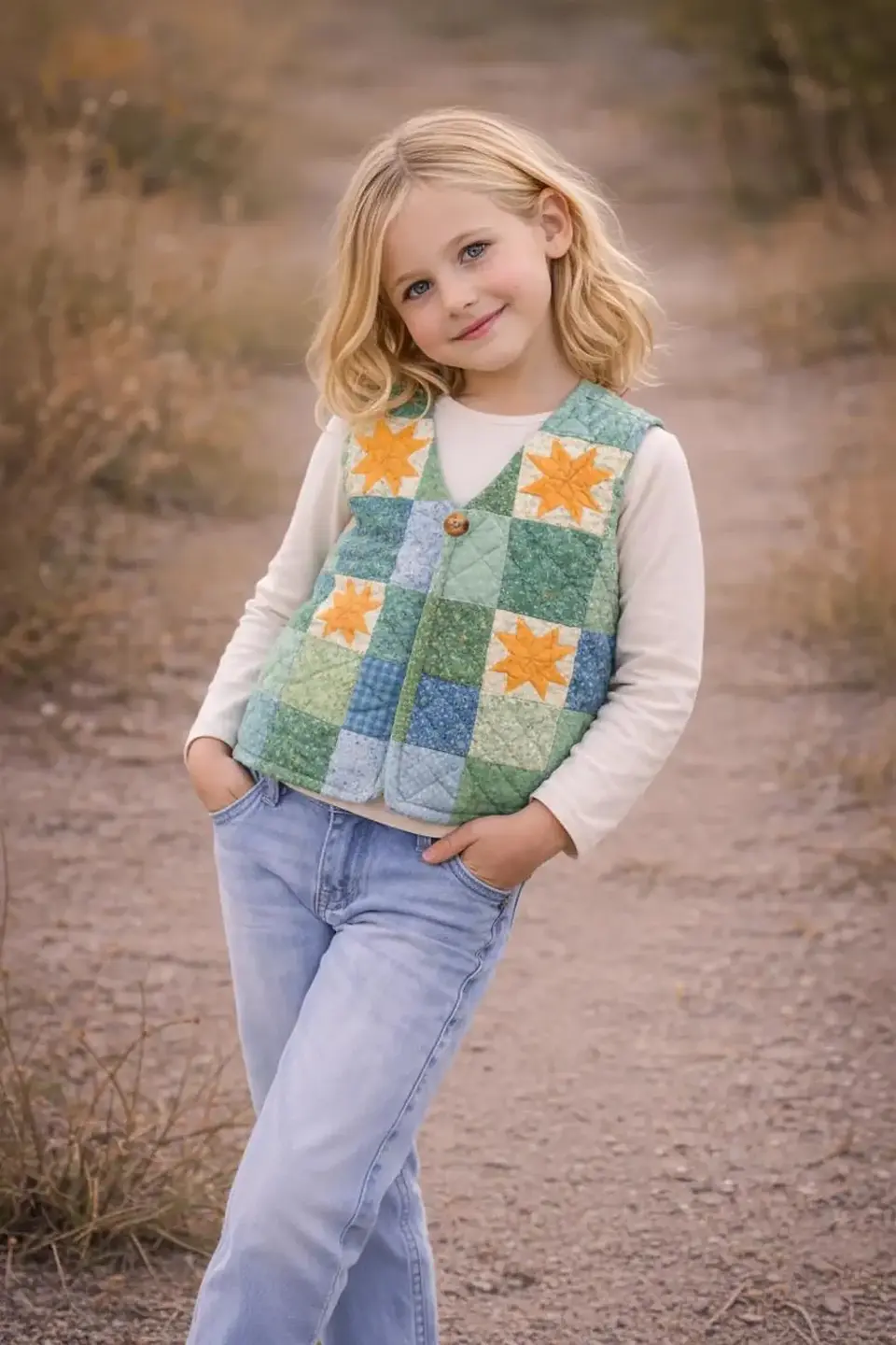 Girls Quilted Patchwork Vest Sewing Pattern 4