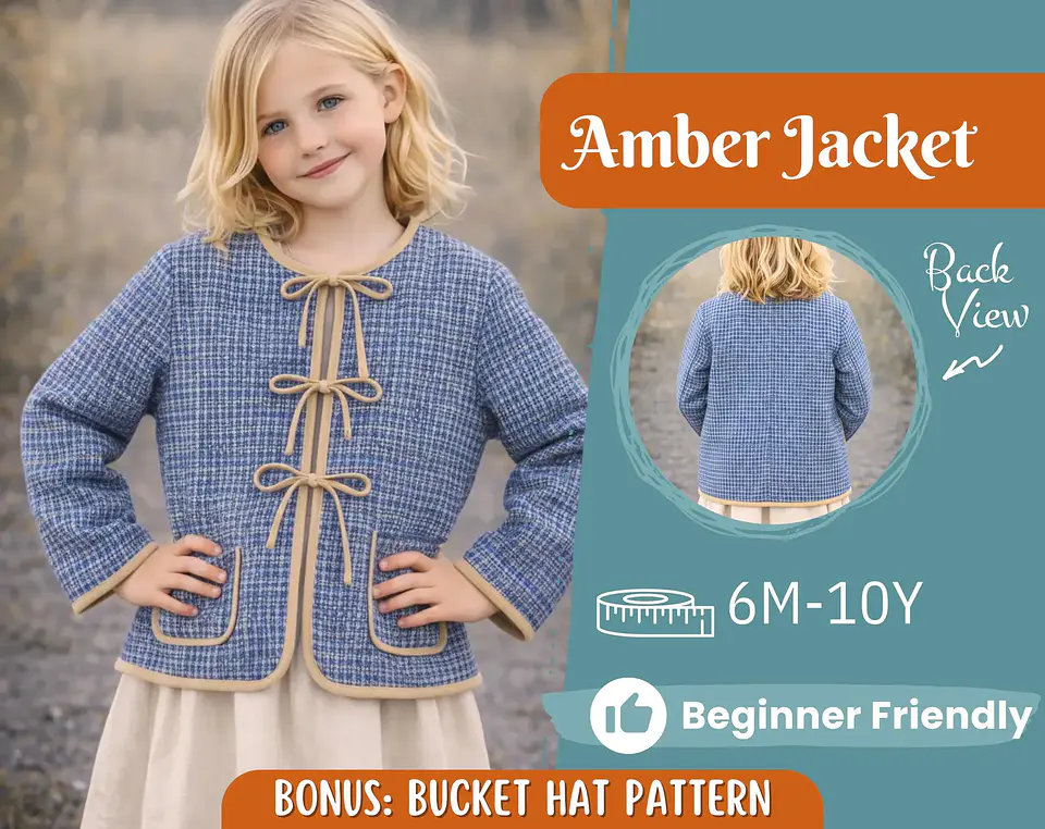 Girls Tie Front Quilted Jacket Sewing Pattern 1