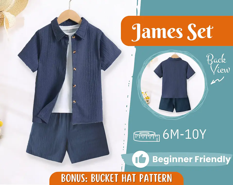 Kids Shirt & Shorts Sewing Pattern PDF 1