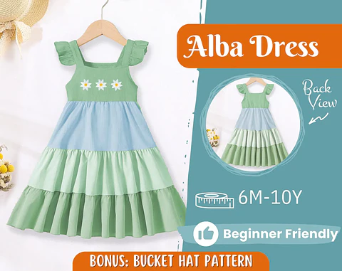 Girls Tiered Maxi Dress Sewing Pattern
