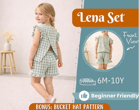 Girls Open Back Top & Ruffle Shorts Sewing Pattern