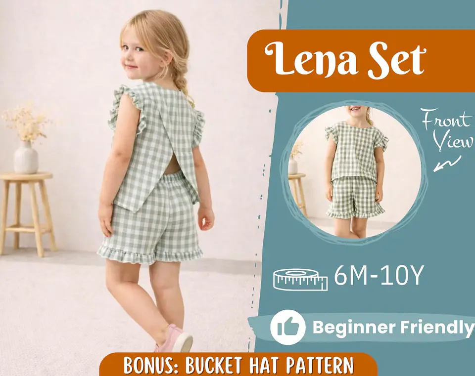 Girls Open Back Top & Ruffle Shorts Sewing Pattern 1