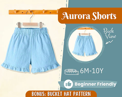 Girls Ruffle Hem Shorts Sewing Pattern