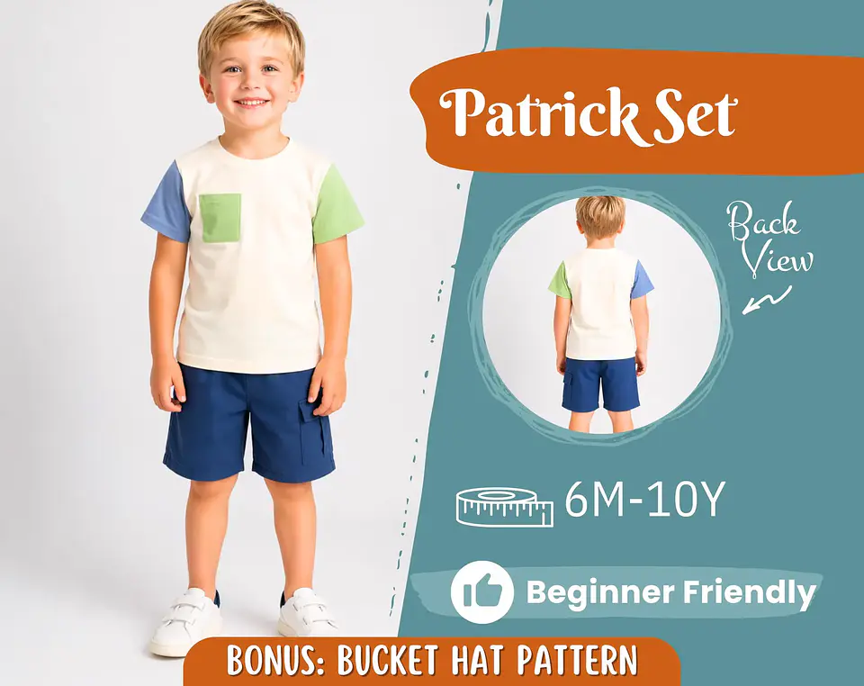 Kids T-Shirt & Cargo Shorts Sewing Pattern 1