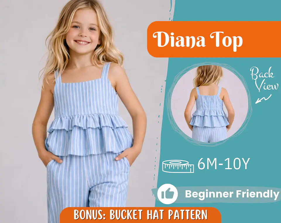 Girls Tiered Ruffle Top Sewing Pattern 1