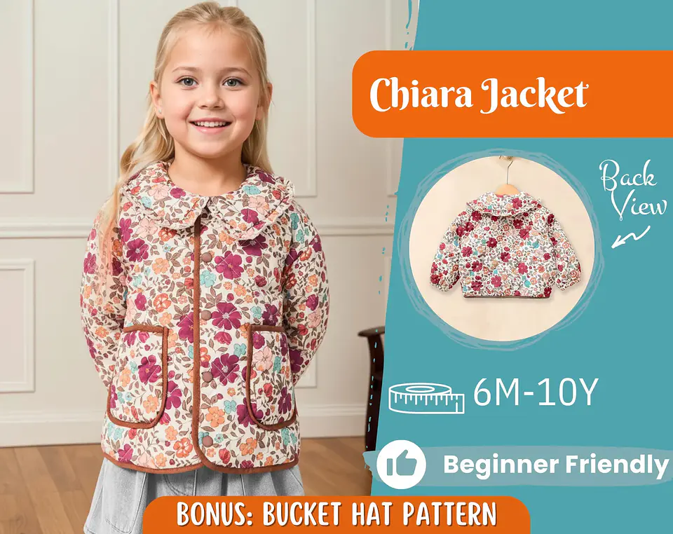 Girls Quilted Jacket Sewing Pattern 1