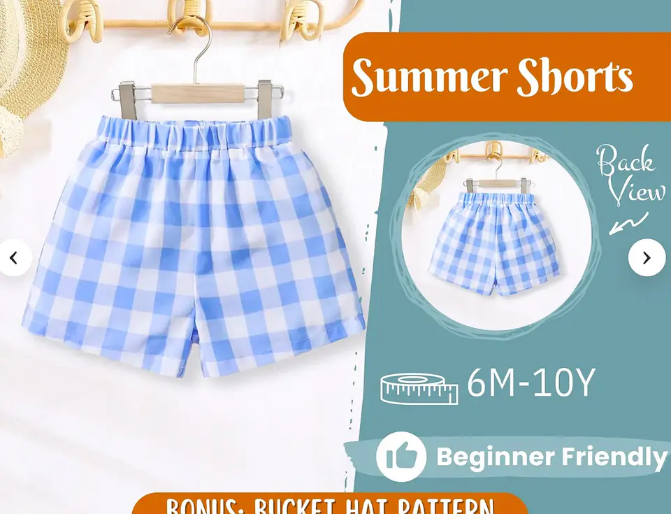 Kids Elastic Waist Shorts Sewing Pattern 1