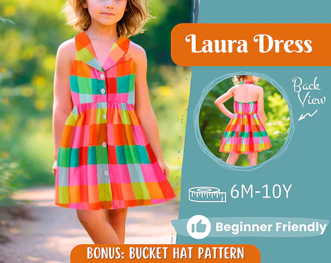 Girls Button Front Sundress Sewing Pattern