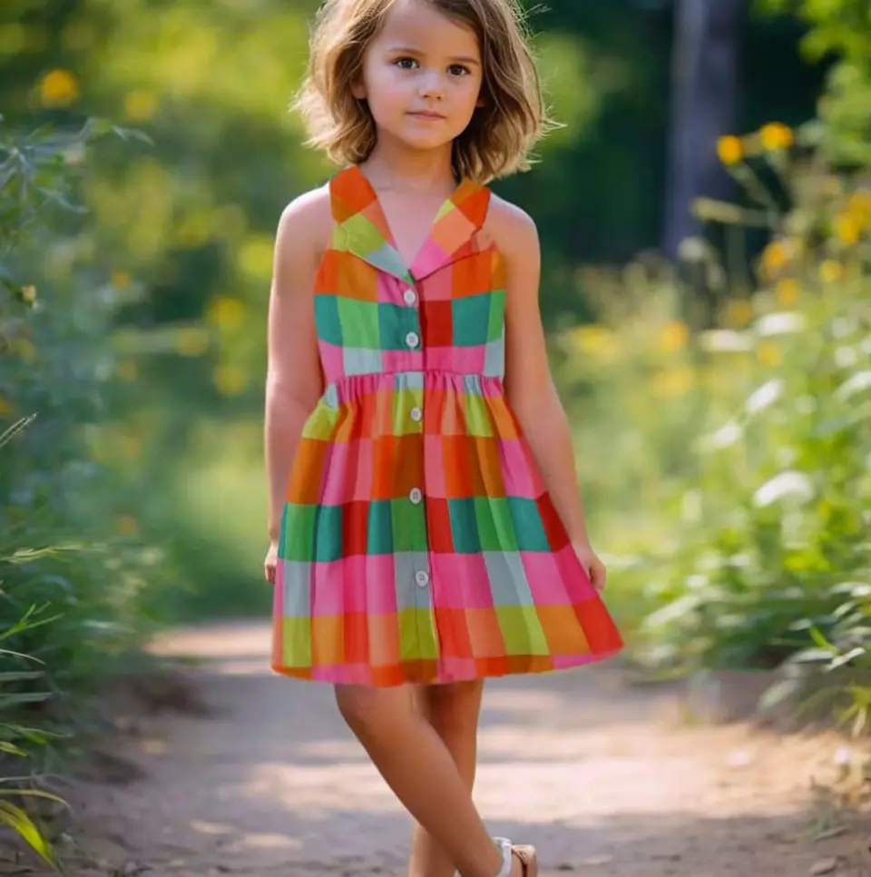Girls Button Front Sundress Sewing Pattern 2